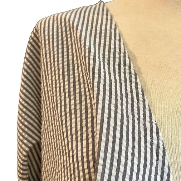 Striped Tie Front Cardigan Asymmetrical Lagenlook Boho Grunge Cover Up Size M - Picture 8 of 12
